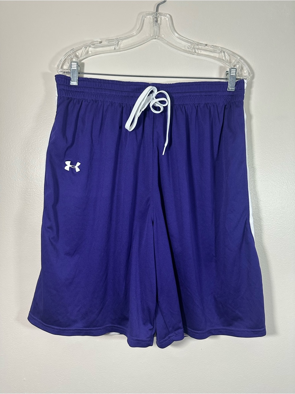 Under Armour Shorts Mens Sz L Reversible Basketball Athletic Purple White